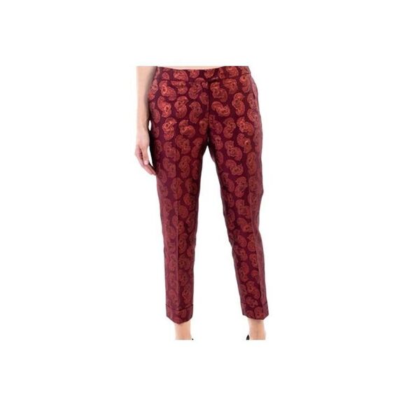 Stella McCartney Womens Red Mid Rise Printed Ankle Length Trouser Pants Size 42